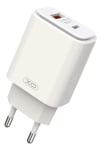 XO-L90A 20W PD Зарядно с изх. USB-C+USB PD-20W+QC18W - Type-C към Lightning