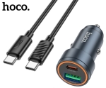 HOCO Z57A Зарядно за кола USB+USB-C PD30W + QC3.0 30W - Type-C към Type-C