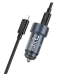 HOCO Z57A Зарядно за кола USB+USB-C PD30W + QC3.0 30W - Type-C към Lightning