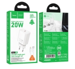 HOCO N60 USB-C 20W зарядно устройство с Type-C към Type-C кабел - Бял