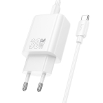 HOCO N62 USB-C 30W зарядно устройство с Type-C към Type-C кабел - Бял