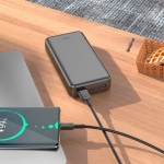 HOCO J100A Powerbank 20,000mAh Fast Charge, с 3 изхода USB x 2 T-C x 1 - Черен