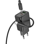 HOCO N63 Зарядно GaN USB USB-C PD30W TYPE-C към TYPE-C - Черен