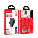 HOCO N63 Зарядно GaN USB USB-C PD30W TYPE-C към TYPE-C - Черен