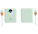 Компактен външна батерия с MagSafe GH-689 10,000mAh 15W с дисплей и вграден кабел - Зелен