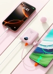 Компактен външна батерия с MagSafe GH-689 10,000mAh 15W с дисплей и вграден кабел - Зелен