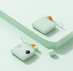 Компактен външна батерия с MagSafe GH-689 10,000mAh 15W с дисплей и вграден кабел - Зелен