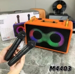 M4403 Караоке Bluetooth Тонколона с 2 Микрофона (Оранжев), 35W, RGB Осветление, Преносима, Поддръжка BT/TF/AUX/FM/TWS