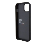 4418 BMW iPhone 15 & 14 Plus естествена кожа заден капак - трицветен печат - черен