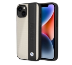 6680 BMW iPhone 14 & 13 Hardcase Backcover - Textured & Logo Stripe - Beige