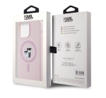 4445 Karl Lagerfeld iPHone 14 Pro Back cover case - Magsafe - KC head Ring - Pink