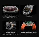 MK72 Смарт часовник 2 Каишки Watch Ultra Bluetooth 5.0 47мм - Сив