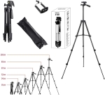 TRIPOD 3120A – Алуминиев преносим и сгъваем статив с регулируема височина и държач за телефон, 105 см