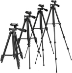 TRIPOD 3120A – Алуминиев преносим и сгъваем статив с регулируема височина и държач за телефон, 105 см