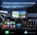 Преносим 7\" безжичен CarPlay и Android Auto екран C690 за автомобил – тъчскрийн с Bluetooth, GPS, камера за заден ход, AUX и FM трансмитер