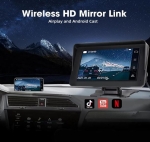 Преносим 7\" безжичен CarPlay и Android Auto екран C690 за автомобил – тъчскрийн с Bluetooth, GPS, камера за заден ход, AUX и FM трансмитер