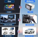 Преносим 7\" безжичен CarPlay и Android Auto екран C690 за автомобил – тъчскрийн с Bluetooth, GPS, камера за заден ход, AUX и FM трансмитер