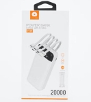 WUW Y131 2A POWER BANK С ВГРАДЕНИ КАБЕЛИ - 20,000 mAh - Черен