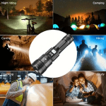 YES-202 Супер ярък LED фенер – акумулаторен, с цифров дисплей и Type-C бързо зареждане