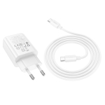 HOCO N62 USB-C 30W зарядно устройство с Type-C към Type-C кабел - Бял