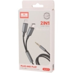 EARLDOM Аудио кабел AUX71 – USB-C към 3.5 мм AUX жак, 100 см, черен
