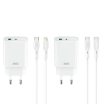 XO-CE30 30W Бързо Зарядно USB-C+USB с кабел Type-C към Type-C