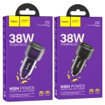 HOCO адаптер 12V Z52 с 2 изходa USB QC3.0 и USB-C PD20W - Черен
