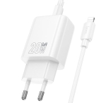 HOCO N60 USB-C 20W зарядно устройство с Type-C към Lightning кабел - Бял