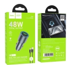 HOCO Z60 Зарядно за кола USB+USB-C PD20W + QC3.0 38W - USB към Type-C