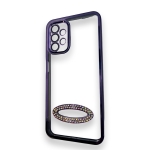 Безцветен кейс+камера DM1 с камъни за Samsung A34 - Лилав