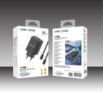 L✮Star 45W 2в1 LS56 2изх. PD(25W)+QC3.0(20W)+кабел USB-C към USB-C - Черен