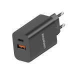 L✮Star 45W 2в1 LS56 2изх. PD(25W)+QC3.0(20W)+кабел USB-C към USB-C - Черен