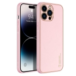 Кожен кейс със силикон отстрани+кам. TP-35 Samsung S22 Ultra - Розов