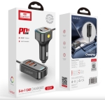 Earldom CC37 – 5-в-1 Автомобилно Зарядно с Удължител за Задни Седалки (PD 30W + QC 3.0)