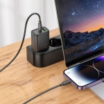 HOCO 220V N63 Зарядно GaN USB USB-C PD30W TYPE-C към TYPE-C - Черен