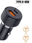 WUW C258 12V Адаптер кола 48W двоен изход USB и USB-C