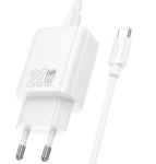 HOCO N61 20W + USB QC3.0 18W зарядно+ кабел Type-C към Type-C - Бял