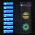 Караоке тонколона инча CH-1021 10\"x2 | 40W, LED RGB, Микрофон