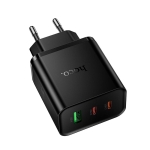 HOCO Адаптер N75 PD65W GaN 2XUSB-C 1XUSB-A изход  - Черен
