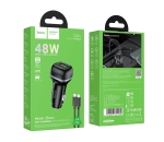 HOCO Z58A Зарядно за кола USB+USB-C PD20W + QC3.0 48W - Type-C към Lightning