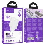 HOCO N50 45W зарядно (2×USB-C + 1×USB-A) кабел Type-C към Type-C