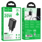 HOCO 220V Адаптер \"N60\" USB-C 20W - Черен