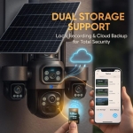 IP Соларна Камера HY-3073DS 4G 9MP 1080P с 3 обектива ( APP:V380 Pro ) HD 360 градуса с микрофон и високоговорител и LED светлина