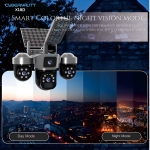 IP Соларна Камера +осветление L388DS 4G 9MP 1080P с 3 обектива ( APP: V380 PRO ) HD 360 градуса с микрофон и високоговорител и LED светлина