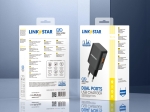 Link★Star TC-9 3.0A Бързозаряден USB Адаптер 220V - Черен