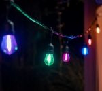 9038 10БР. IP44 Водоустойчиви соларни висящи LED гирлянди S14 филаментни крушки, 6.5 метра, автоматично включване, дистанционно, солар