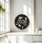 Дигитален часовник / аларма термометър Хигрометър 30cm - RS-2717 - Бяло Зелен