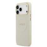0182 GUESS HC MAGSAFE PU W/ PEONY HOT STAMP BEIGE IP17 PRO MAX