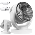 Презареждащ се вентилатор YH-169 3-степенен с 5000mAh батерия - Бял