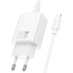 HOCO N61 20W + USB QC3.0 18W зарядно+ кабел Type-C към Lightning - Бял